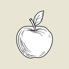 Illustration of a plain white apple isolated on a cream color base