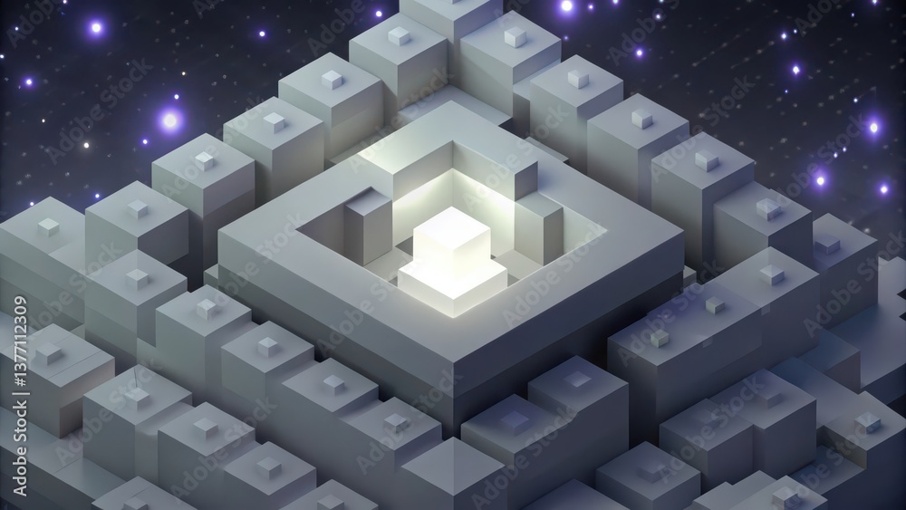Wall mural abstract geometric structure with glowing core