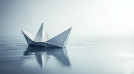 Obraz premium Folded paper boat on still water