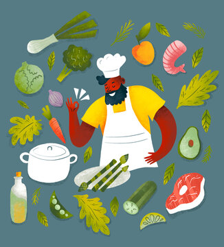 Chef preparing fresh ingredients for a healthy meal