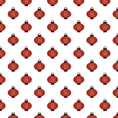 Fototapeta premium Seamless pattern with red decorative lanterns on a white background. Festive design perfect for celebrations, Asian festivals, Chinese New Year, textiles, wallpapers, wrapping paper, and event decor.