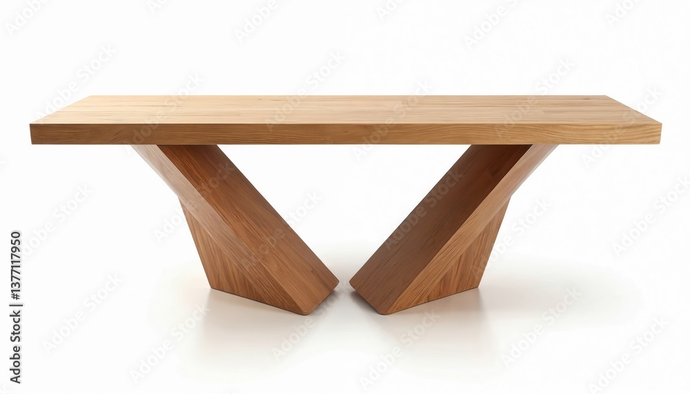 Aufkleber modern wooden table isolated white background. wooden table made of light brown wood. empty table fo