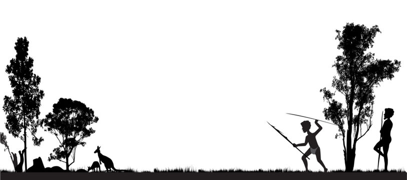 Silhouetted Figures of Early Hunters