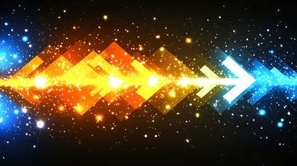 A stylized graphical chart showing exponential growth with arrows and glowing indicators.