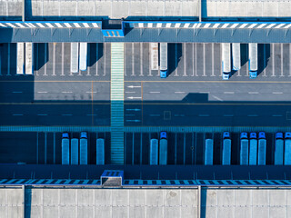 Warehouse and Truck Logistics Aerial View