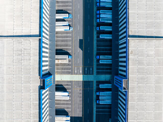 Warehouse and Truck Logistics Aerial View