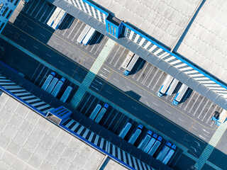 Warehouse and Truck Logistics Aerial View
