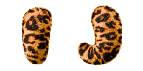 Leopard Fur I-J letters. Isolated on transparent background	