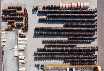 Industrial Electrical Cable Storage Yard Aerial Perspective