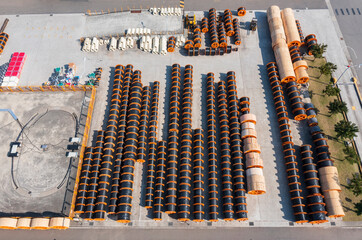 Aerial View of Cable Reels Arrangement in a Cable Wire Factory