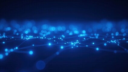 Abstract Representation of High-Speed Internet Data Flow in Blue Lights