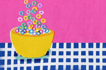 Breakfast cereal bowl with copy space