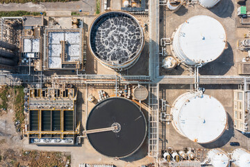 Aerial View of Wastewater Treatment Plant Infrastructure