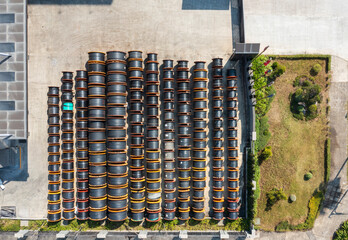 Aerial View of Cable Manufacturing Facility and Inventory