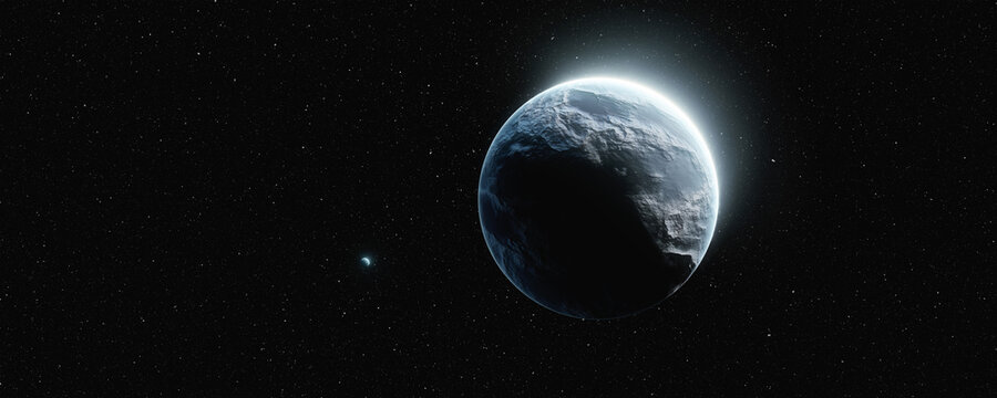 Space background panorama illustration with planet