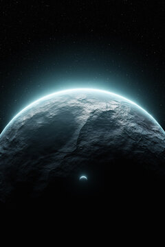 Space background illustration with planet and moon