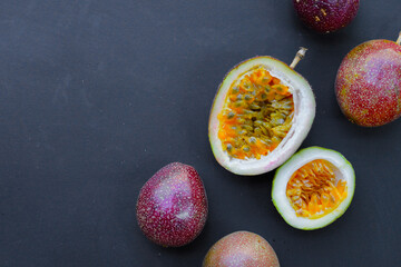 Ripe purple passion fruits, Tropical fruits