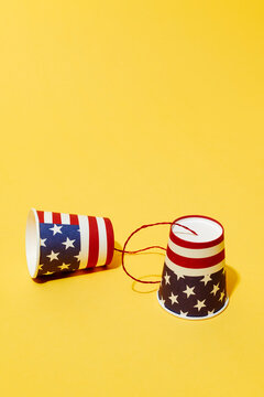 string telephone patterned with the flag of the United States