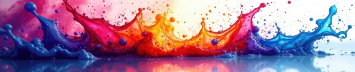 Ink splashes and mixes with water, producing a kaleidoscope of colors, ink experiment, colorful mixture