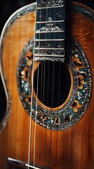 Fototapeta premium Ornate Acoustic Guitar Detail