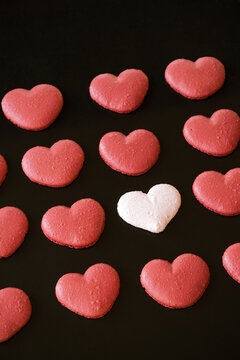 Heart-shaped cookies arranged for Valentine's Day celebration