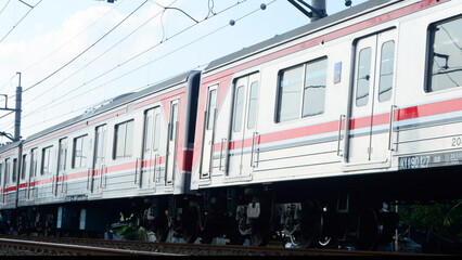 Fototapeta premium View of train running in the city of Jakarta