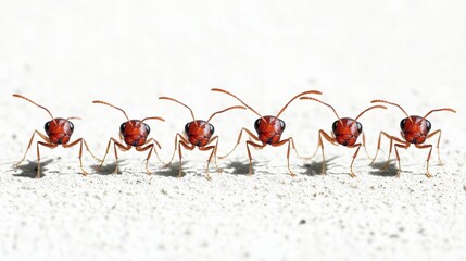 Fototapeta premium A Row of Tiny Red Ants