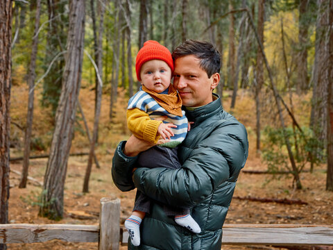 Father and son on trail 
