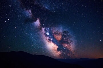 Fototapeta premium Milky Way galaxy with twinkling stars in dark space, stars, nebula, astronomy