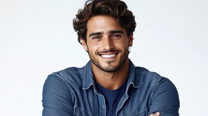 Obraz premium Smiling Man in Denim Jacket