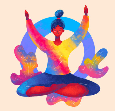 Meditation session in vibrant colors with a serene atmosphere