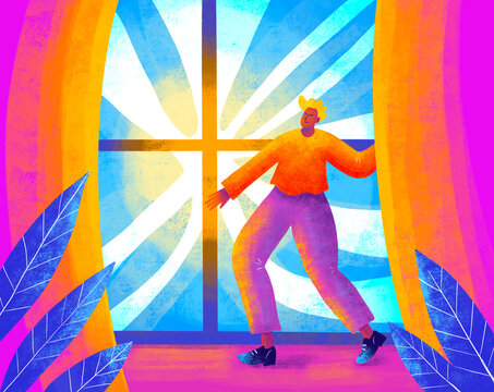 Bright morning with open curtains and sunlight is ideal for new