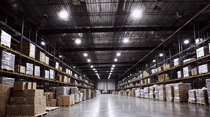 Fototapeta premium The role of LED lighting in enhancing warehouse operations.