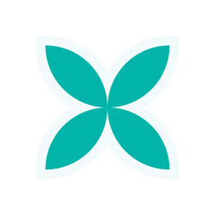 Bold flower icon sticker. Modern abstract shape element. Flat graphic with brutalist style, Y2K aesthetics, and minimal approach. Ideal for decoration, branding, or trendy design projects.