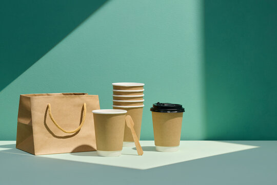 Eco-Friendly Packaging with Paper Cups and Sustainable Brown Paper