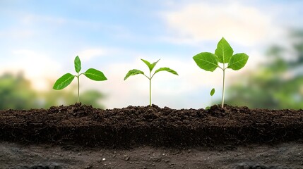 Thriving seedlings and lush foliage emerging from nutrient rich soil that has been amended with organic compost showcasing the benefits of sustainable gardening practices