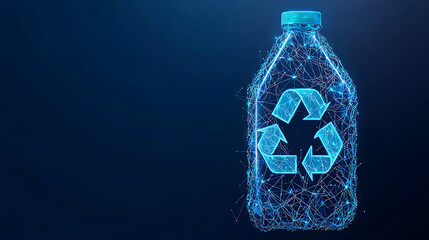 Recycling initiatives digital representation of a plastic bottle virtual environment futuristic concept