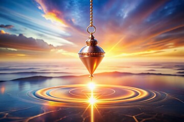 Aerial View Dowsing Pendulum, Esoteric Energy Healing Tool, Spiritual Practice, Top Down Shot