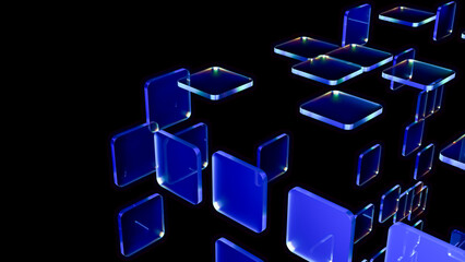 Colorful cubic crystal shapes create dynamic abstract background