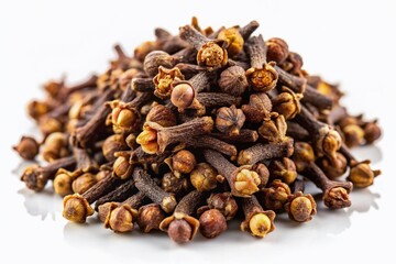 Fototapeta premium Aromatic Dry Cloves Spice Isolated on White Background - High-Resolution Stock Photo