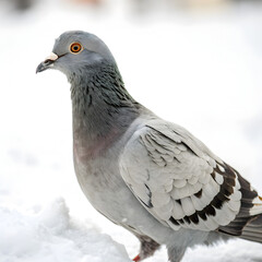 Pigeon on a branch on white background 