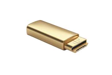Gold HDMI Cable on Transparent Background