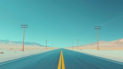 Fototapeta premium Empty Desert Highway Under a Pale Sky