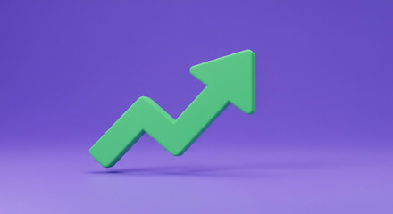 A vibrant green arrow soaring upward, symbolizing growth and progress against a calming purple backdrop.