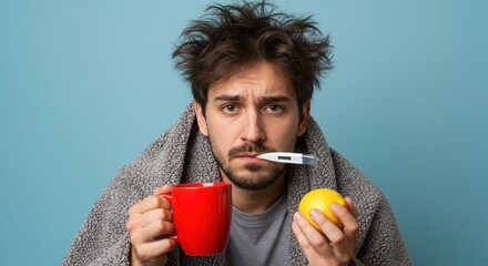 Man with Cold, Fever, and Lemon