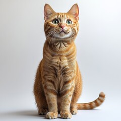 Obraz premium Adorable Ginger Cat Sitting and Looking Up