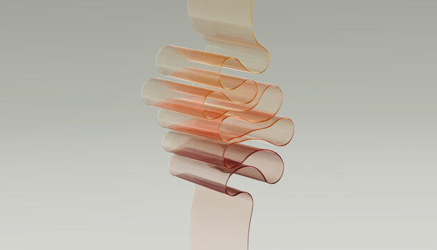 Abstract Linear Mesh Sculpture in Neutral Soft Color Tones.