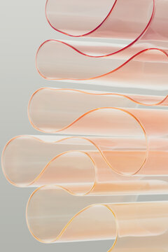 Abstract Linear Mesh Sculpture in Neutral Soft Color Tones.