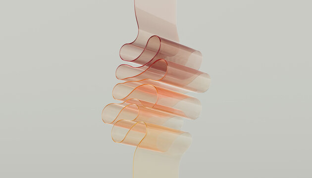 Abstract Linear Mesh Sculpture in Neutral Soft Color Tones.