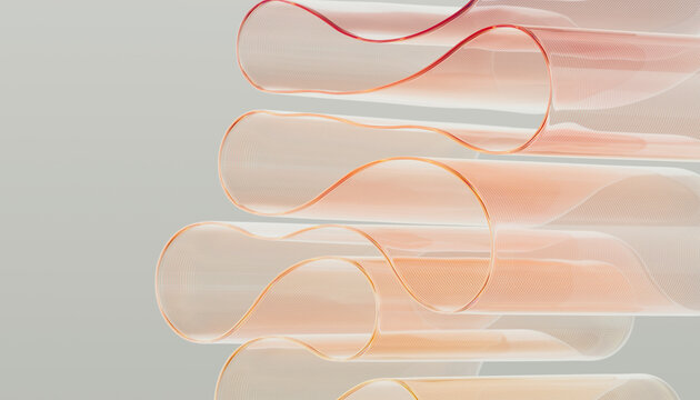 Abstract Linear Mesh Sculpture in Neutral Soft Color Tones.